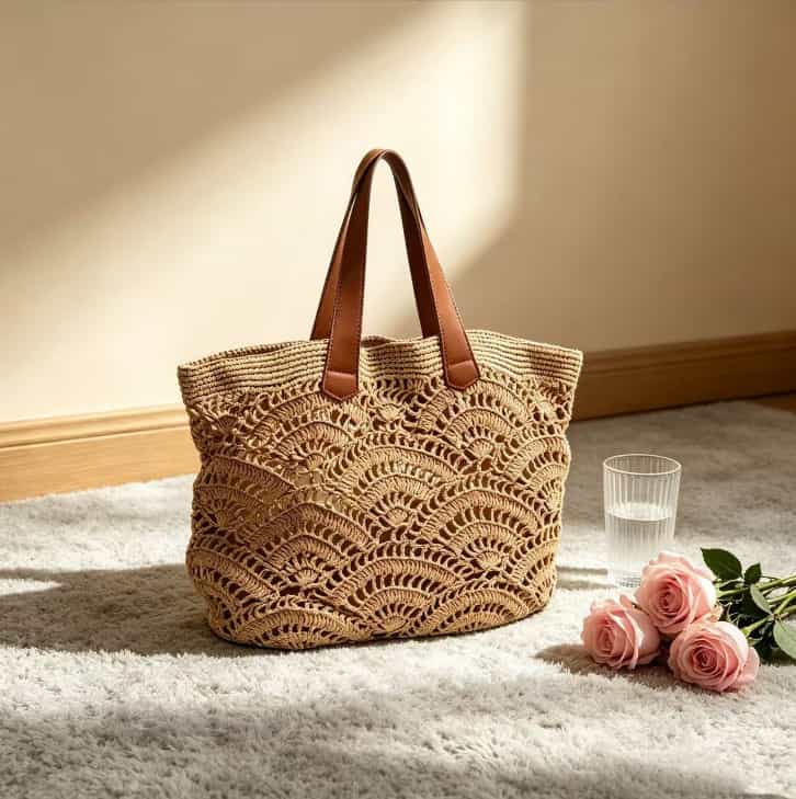 Handmade woven raffia bag