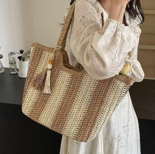 Raffia Straw Tote Shoulder Bag
