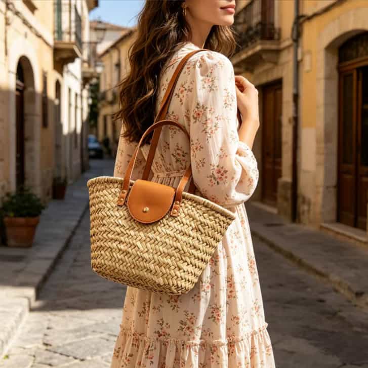 Straw Basket Tote Bag