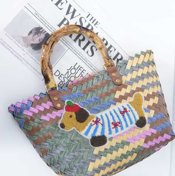 Carton Dog Patch Raffia Basket Handbag Carton Dog Patch Raffia Basket Handbag