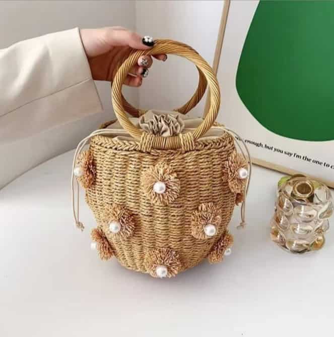 Handwoven natural raffia bag, handmade woven handbag