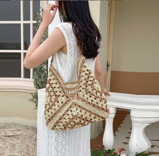 Handmade Woven Raffia Tote Bag