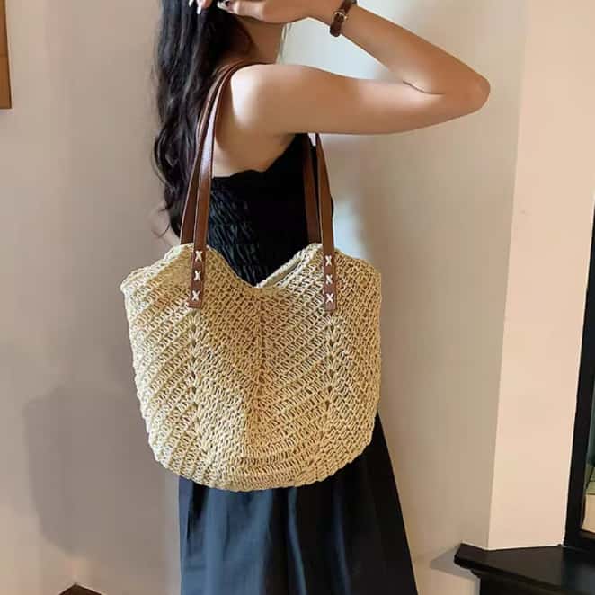 Raffia Woven Tote Bag