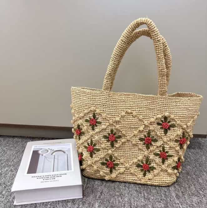 Handwoven natural raffia bag, handmade woven handbag