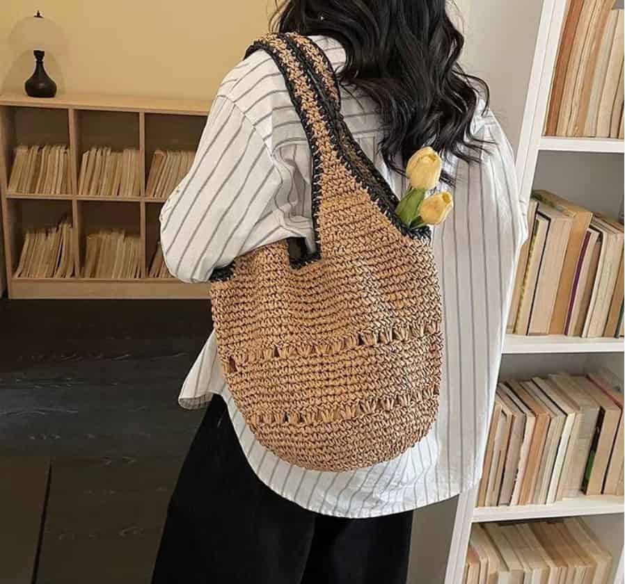 Crochet  Raffia Crossbody  Bag
