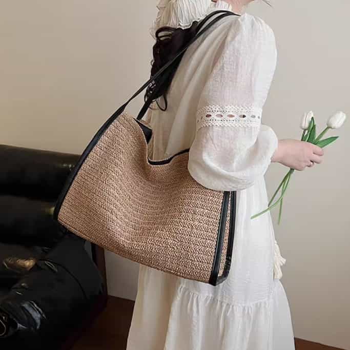 Raffia Hobo Shoulder Bag