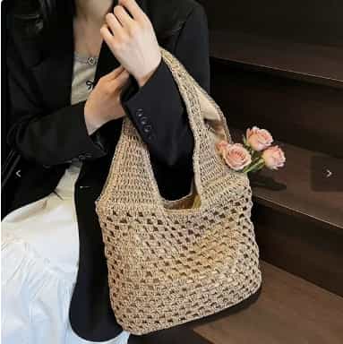 Raffia Hobo Tote Shoulder Bag